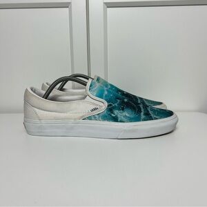 Vans slip on National Geographic ocean print Blue and White Shoes